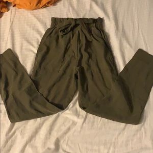 High waisted olive pants